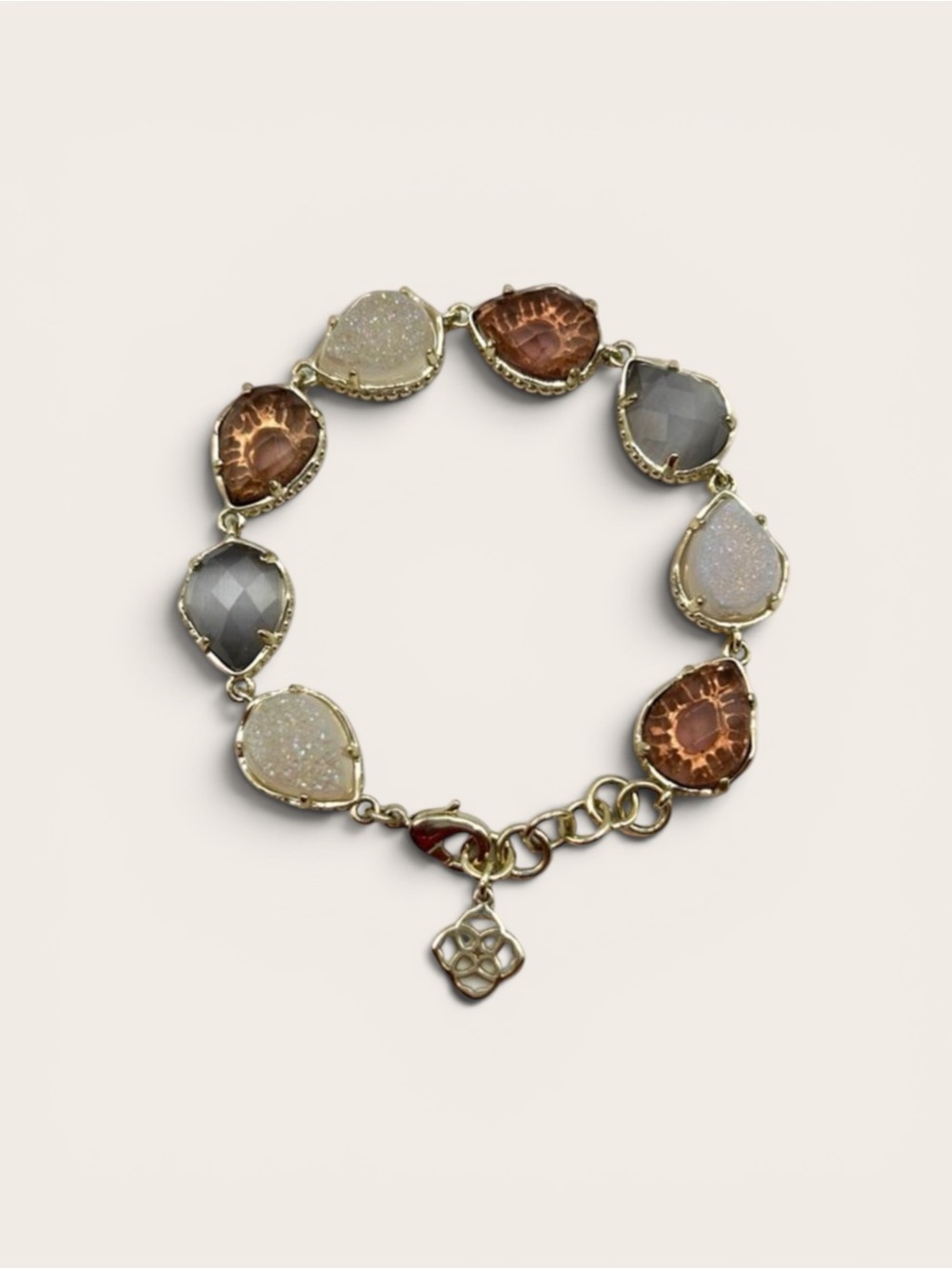 Kendra Scott ‘Brynn’ Multi-Stone Link Bracelet – Gold Tone Adjustable 6.5”-7.5”